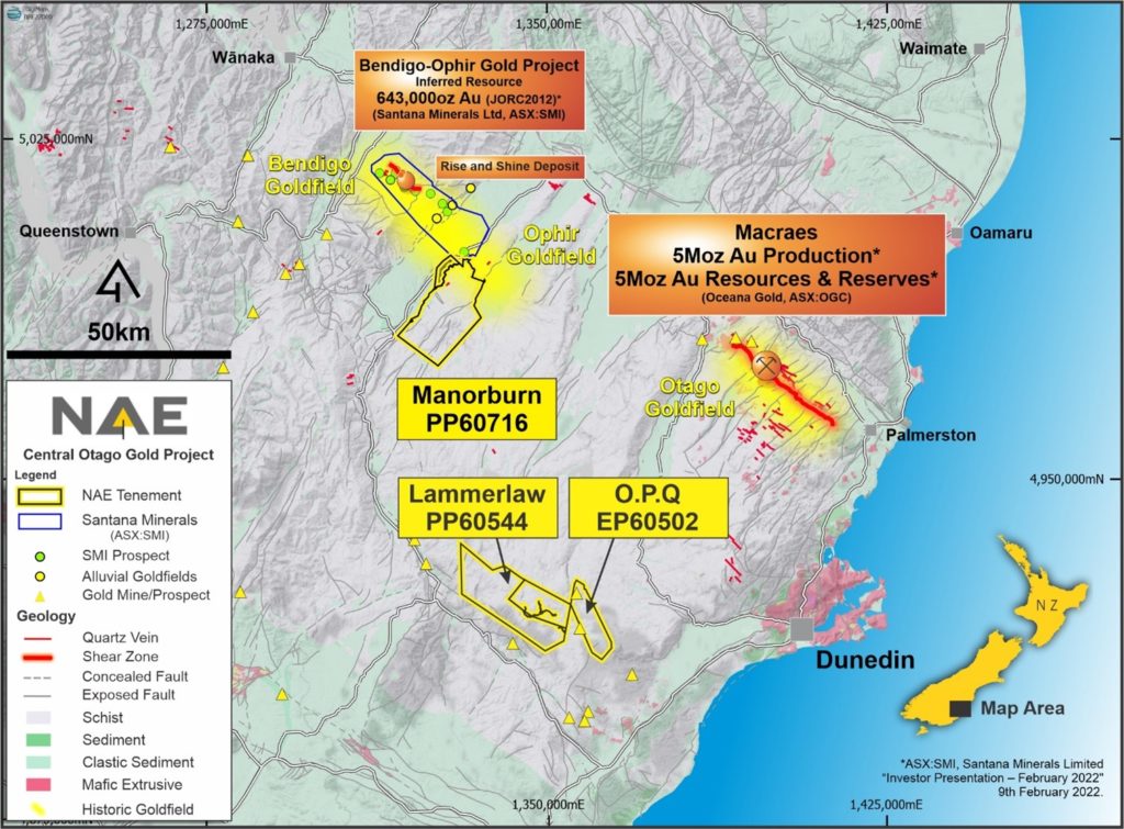 Central Otago Gold Projects (COGP) – NZ – New Age Exploration Limited